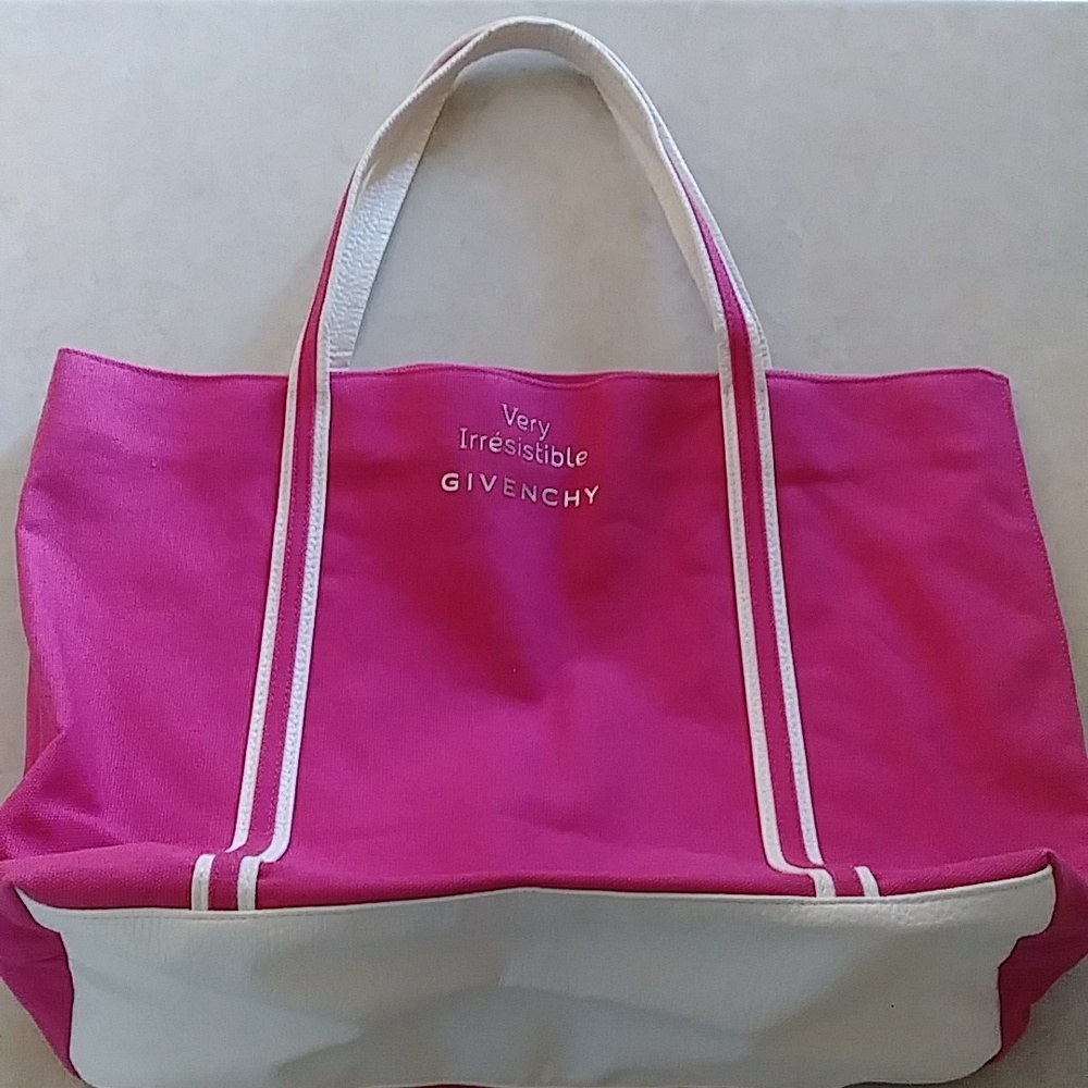 Givenchy pink canvas tote shoulder purse travel shopping beach bag - Picture 11 of 12